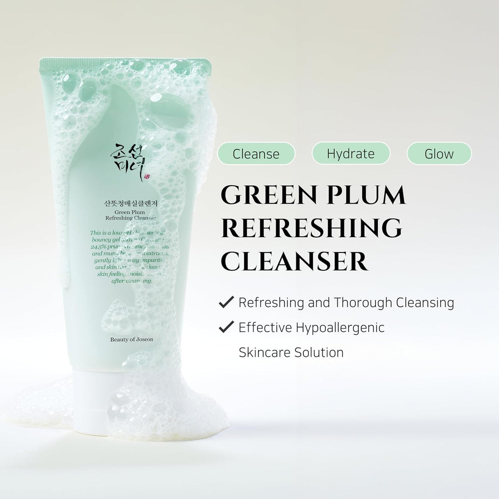 Beauty of Joseon Green Plum Refreshing Cleanser. Refreshing and thorough cleansing. Effective hypoallergenic skincare solution.