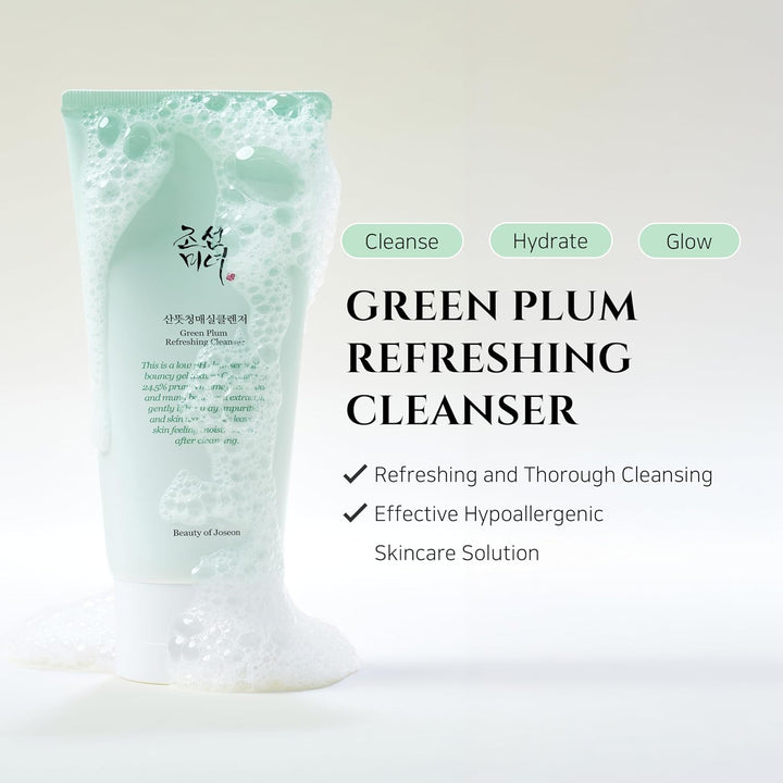 Beauty of Joseon Green Plum Refreshing Cleanser. Refreshing and thorough cleansing. Effective hypoallergenic skincare solution.