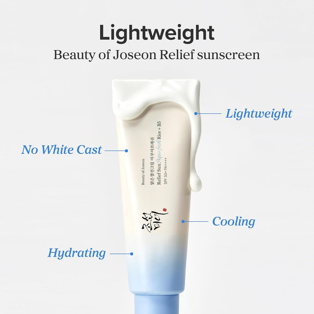 Beauty of Joseon Relief Sun Aqua-Fresh SPF 50+ PA++++ 50ml – Lightweight Korean Sunscreen with cream on top