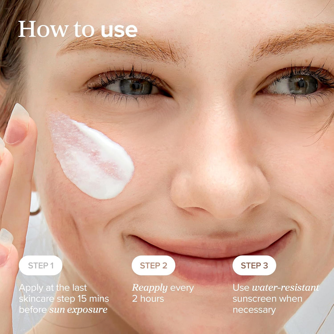 Close up view of the lightweight, creamy texture of the BOJ Relief Sun that blends invisibly into skin