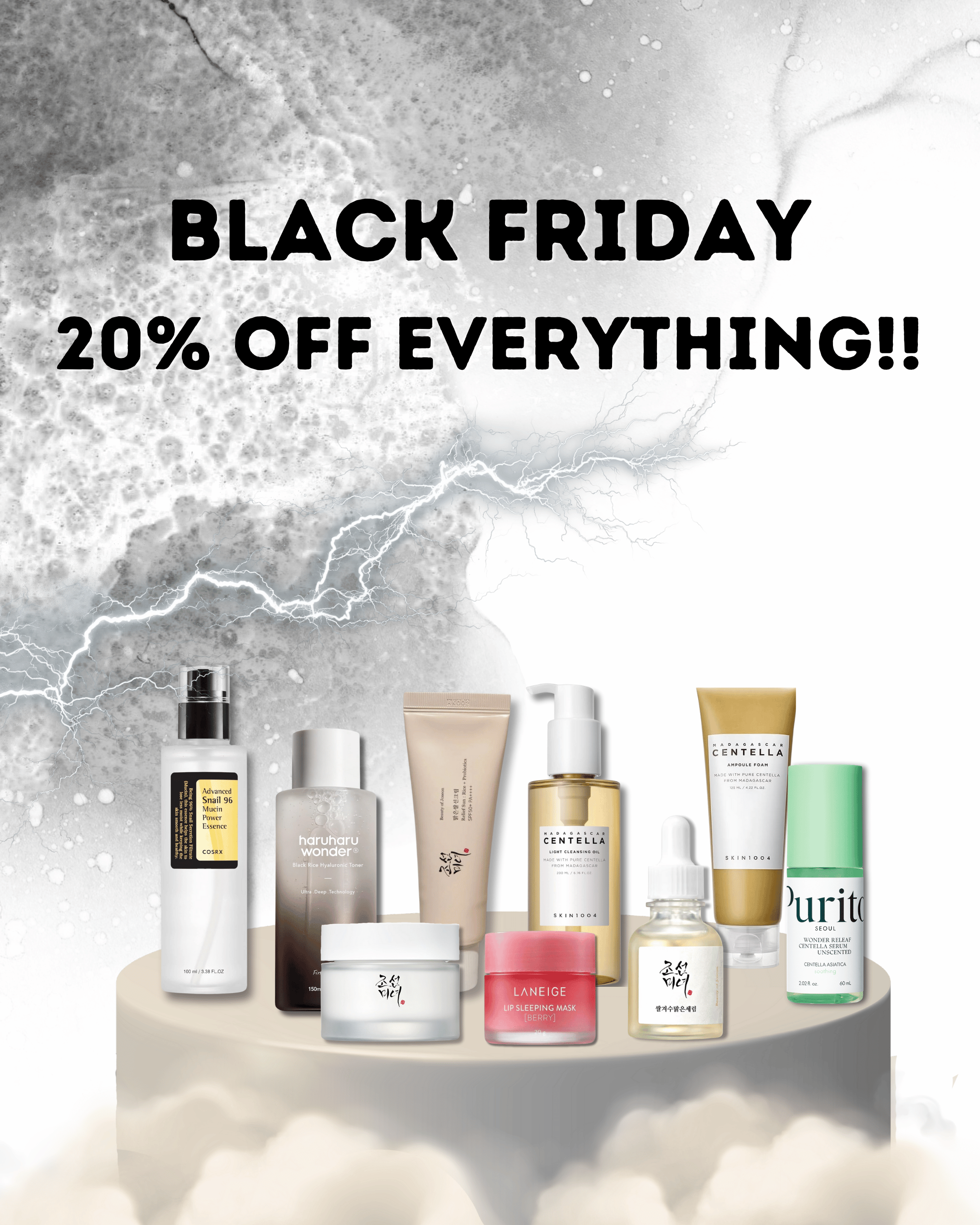 Black friday sales on all korean skincare products