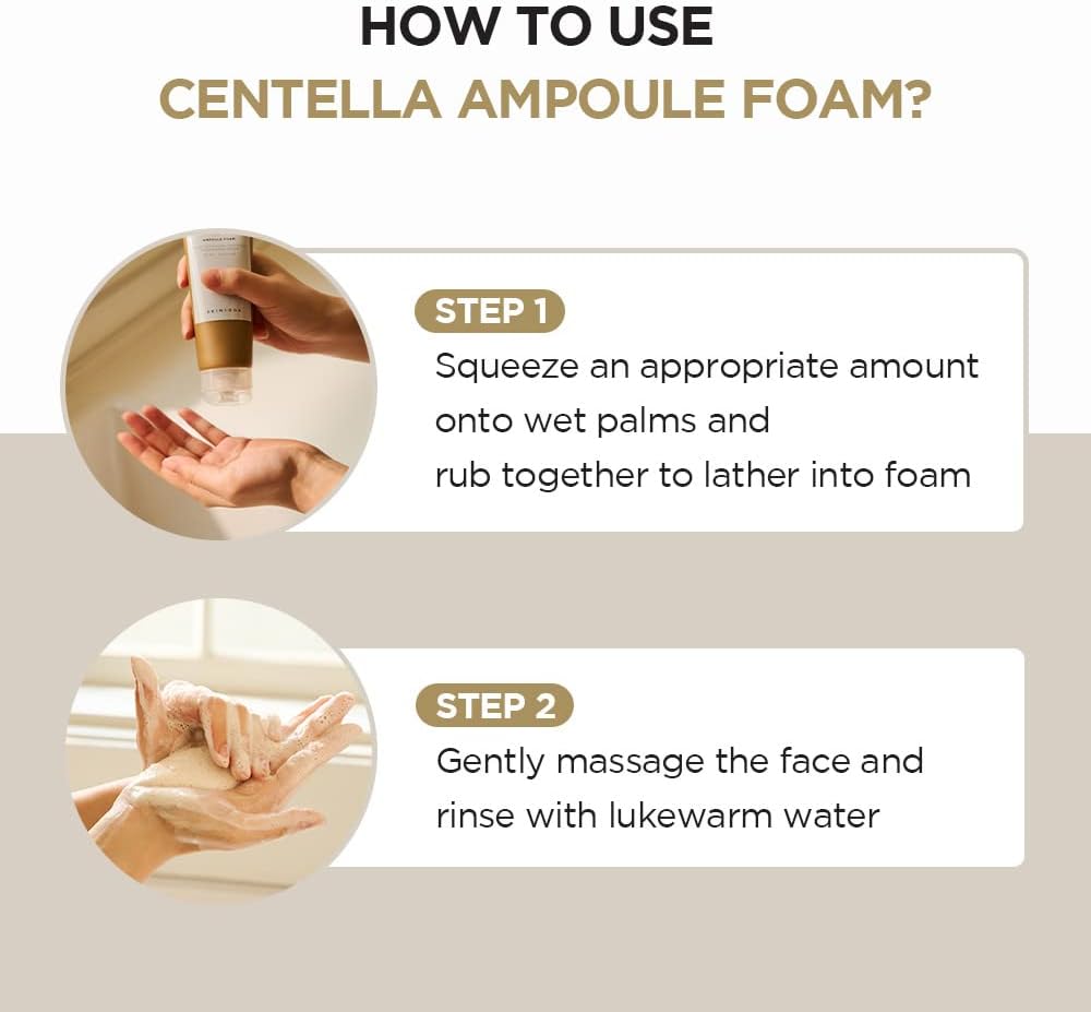 Foam cleanser with Centella Asiatica, Baking Soda, and Hyaluronic Acid to soothe redness and clear pores