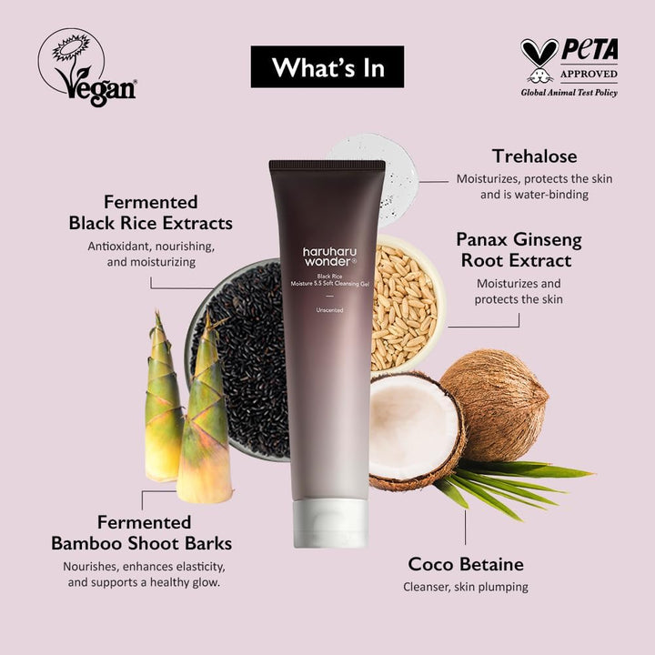 Ingredients of Haruharu Wonder Black Rice Moisture 5.5 Soft Cleansing Gel