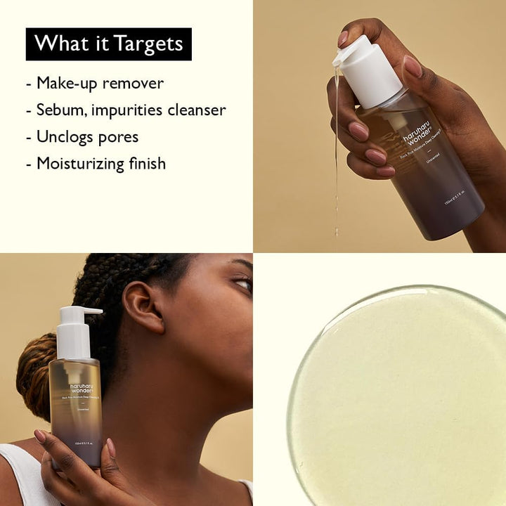Haruharu Wonder Black Rice Moisture Deep Cleansing Oil. What is targets? Make up remover. Sebum, impurities cleanser. Unclogs pours. Moisturising finish.