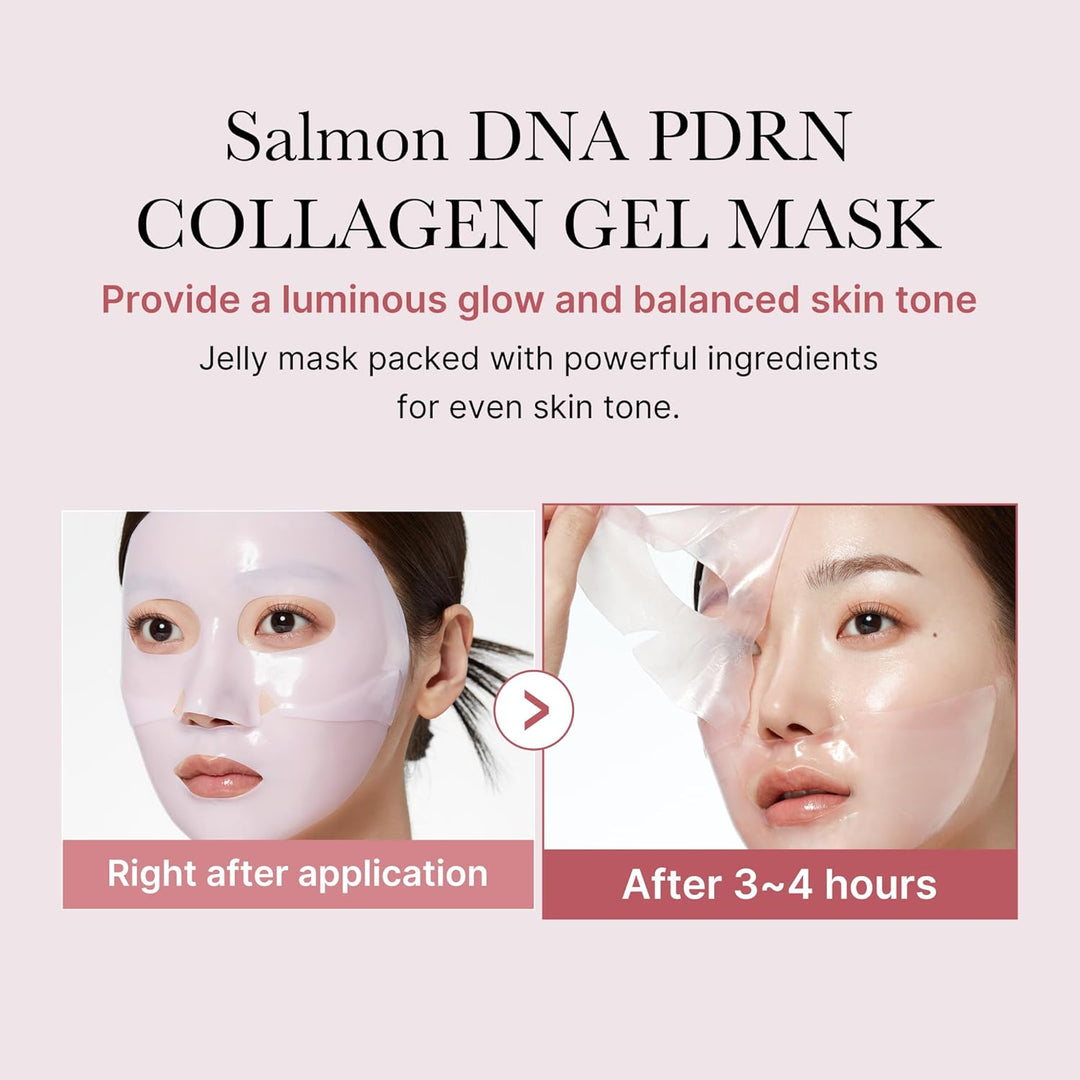 Medicube Salmon PDRN Pink Collagen Gel Mask for hydrated skin and provides a luminous glow and balanced skin tone