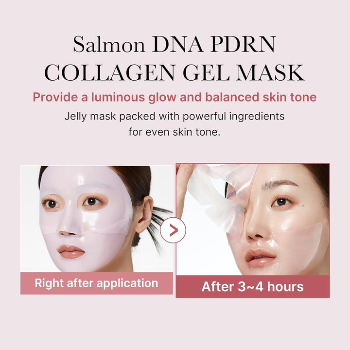 Medicube Salmon PDRN Pink Collagen Gel Mask for hydrated skin and provides a luminous glow and balanced skin tone
