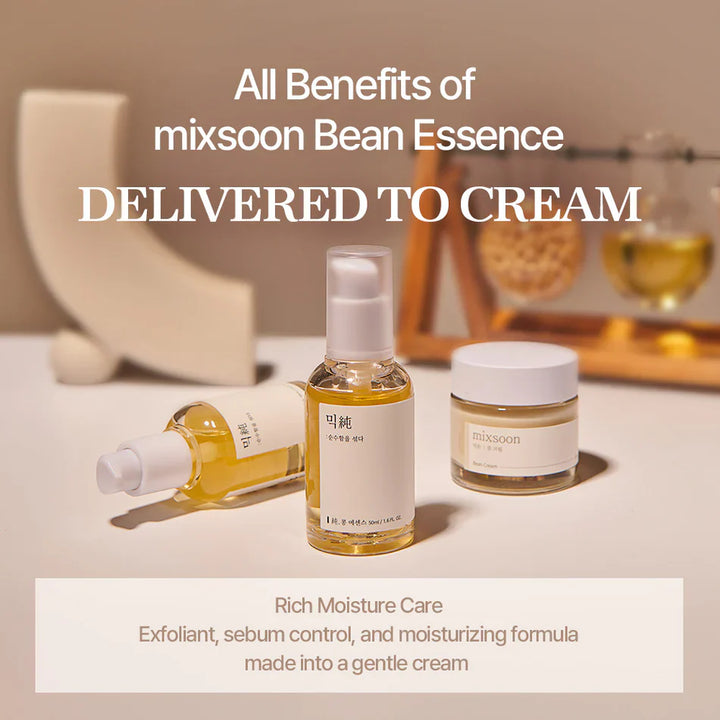 Mixsoon Bean Cream jar, a deep hydrating and balancing moisturizer for all skin types. All benefits of mixsoon bean essence delivered to cream