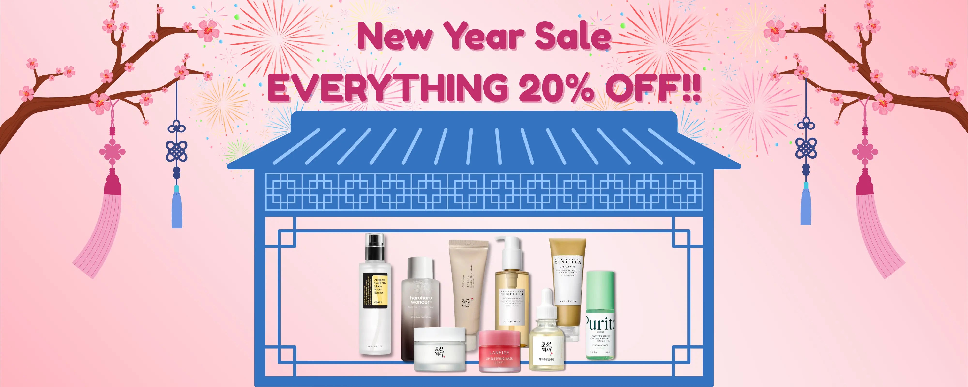 Korean skincare new year sale. Everything 20% off.