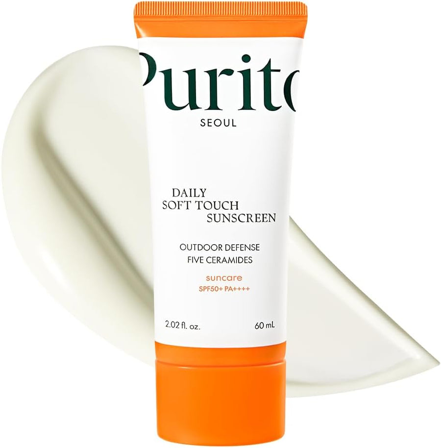 PURITO SEOUL Daily Soft Touch Sunscreen 60ml tube, a chemical SPF50+ with a semi-matte finish