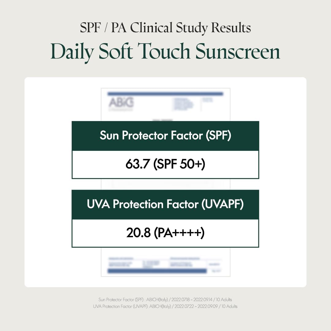Clinical study of PURITO SEOUL Daily Soft Touch Sunscreen 60ml tube, a chemical SPF50+ with a semi-matte finish