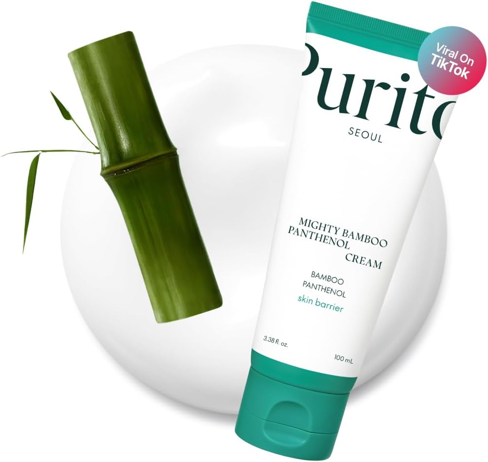 Product shot of PURITO SEOUL Mighty Bamboo Panthenol Cream 100ml for skin barrier repair and soothing sensitive skin