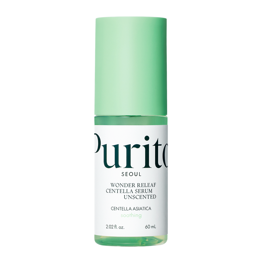 PURITO SEOUL Wonder Releaf Centella Serum Unscented bottle for soothing redness and skin barrier repair