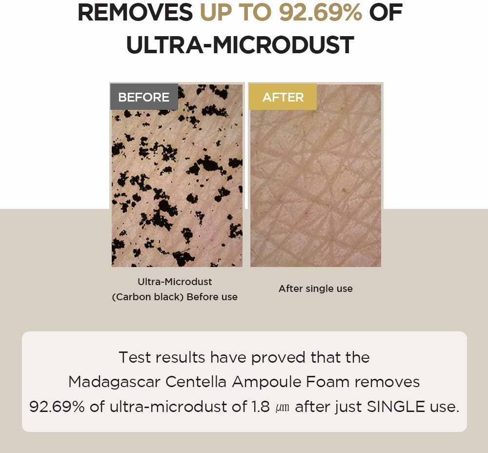 SKIN1004 Madagascar Centella Ampoule Foam tube, a low pH soothing K-Beauty cleanser. Removes up to 92.69% of ultra-microdust