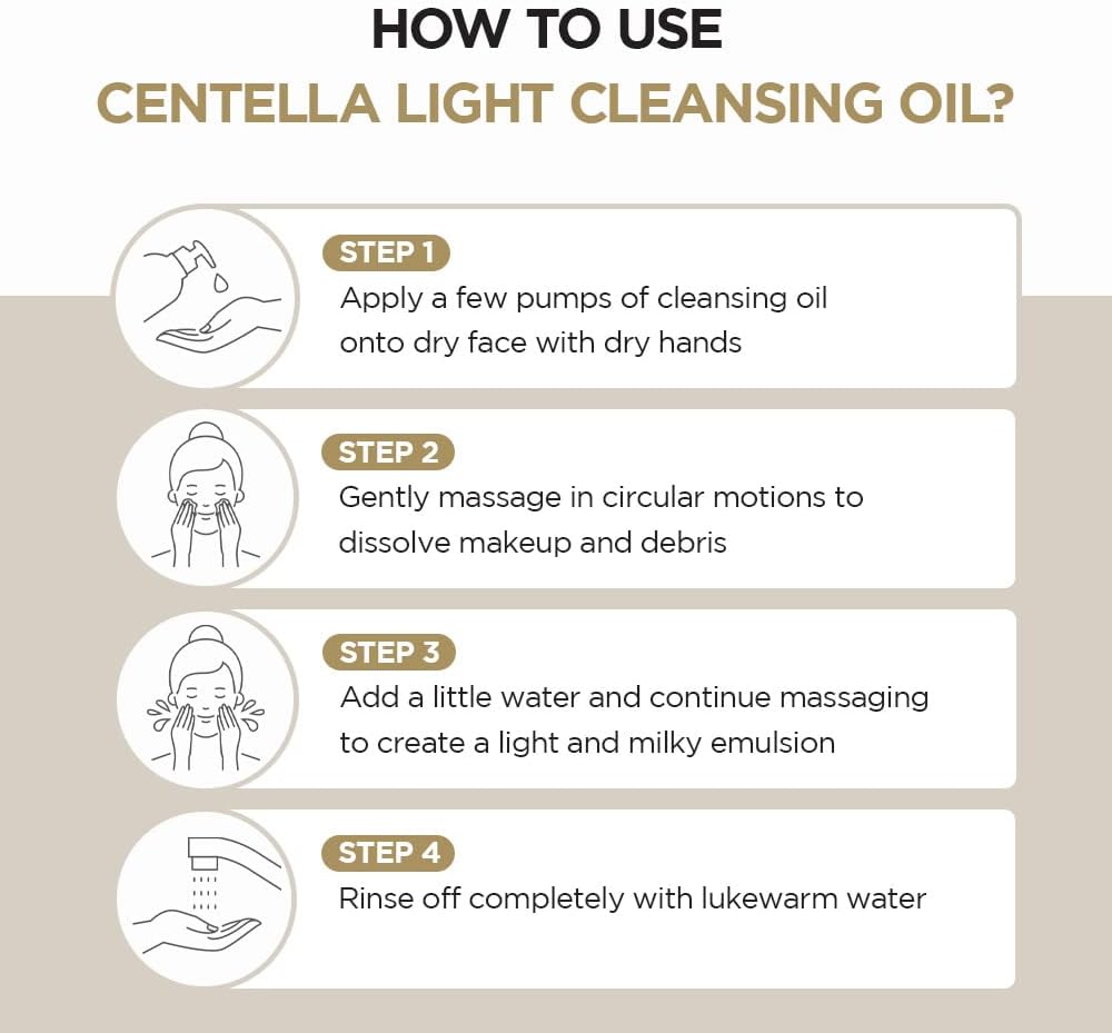 How to use SKIN1004 Madagascar Centella Light Cleansing Oil bottle for deep pore cleaning and makeup removal. 