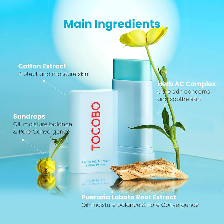 cotton soft formula and hydrating ingredients in TOCOBO Cotton Soft Sun Stick